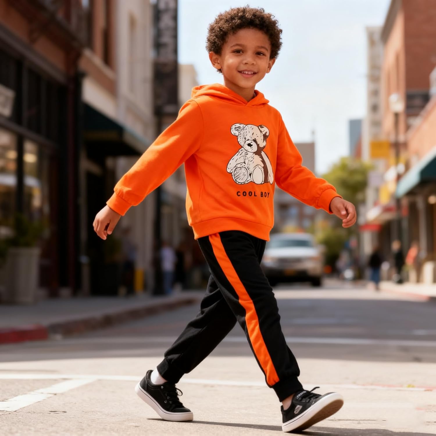 Boys 2 Piece Outfits Long Sleeve Hooded Sweatshirt Top Camouflage Sweatpants Fall Winter Clothing Set 5-10T - Image 5