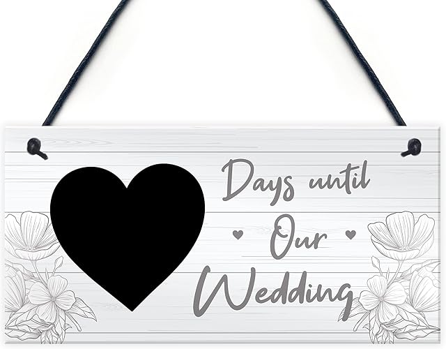 RED OCEAN Wedding Countdown Chalkboard Hanging Decor Sign Novelty Engagement Gifts