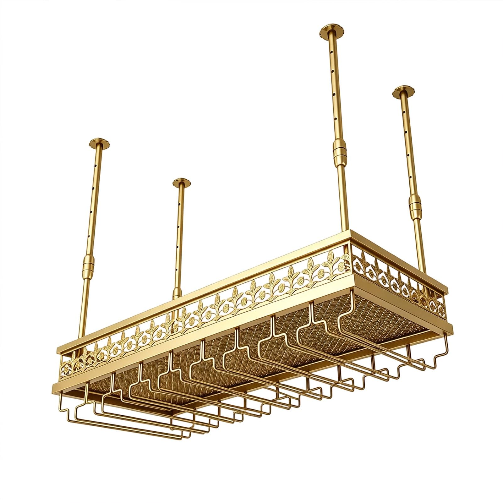 Estante de vino de techo, soporte colgante de metal, altura ajustable, estante de almacenamiento de botellas para sala de estar y cocina, diseño elegante