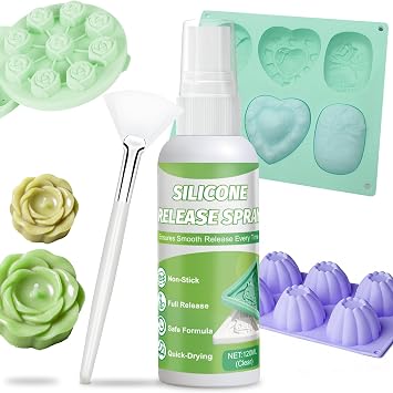 Silicone Molds Release Spray, Molds Release Spray, Quick-Dry Formula for Easy Candle & Epoxy Resin Demolding | Non-Toxic, High Silicone Oil Content | Ideal for Crafters, DIYers & Artists, 120ML
