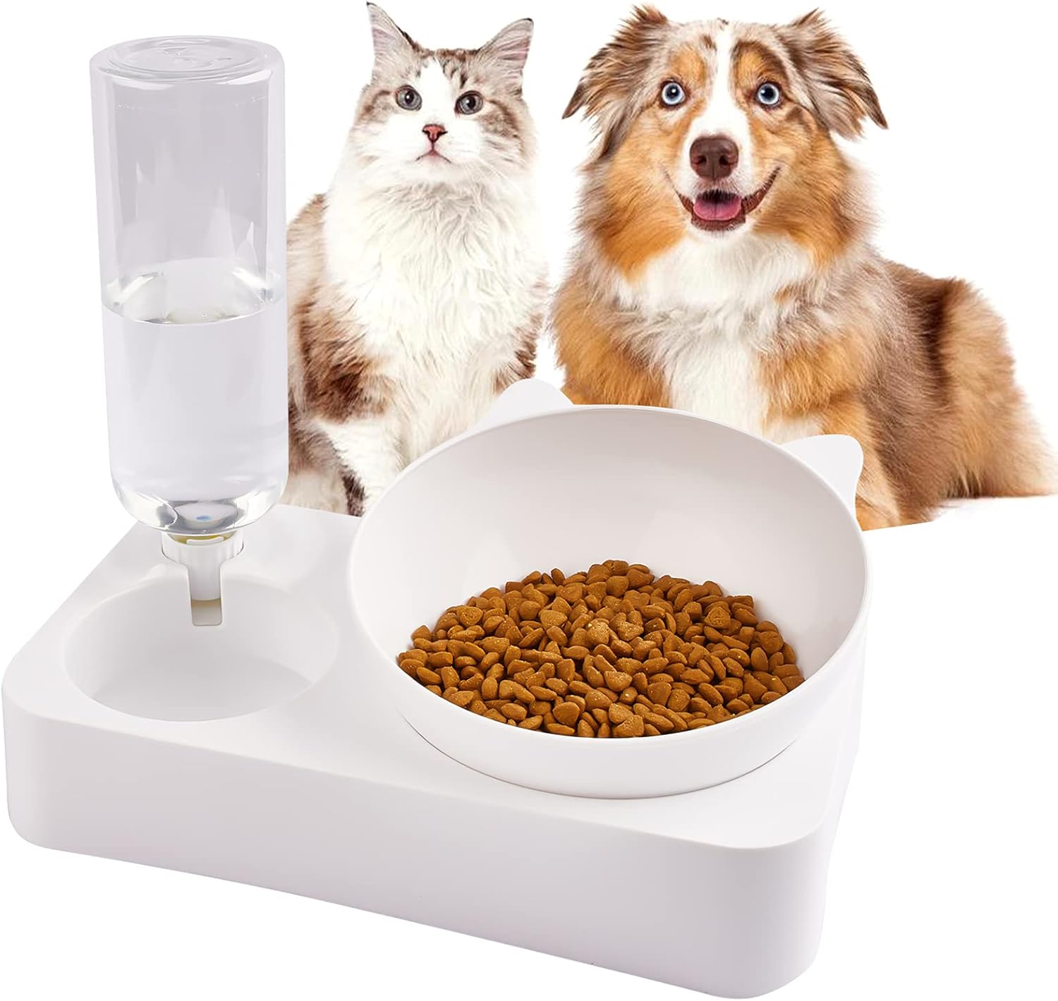 Pet Supplies Double Cat Food and Water Bowls Automatic Water