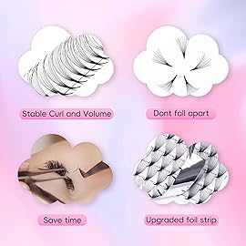 FADLASH Premade Fans Eyelash Extensions 10D 0.07 Volume Lash Fans D Curl 12mm Short Stem Handmade Volume Premade Lash Extensions Fans (10D-0.07-D-12mm)