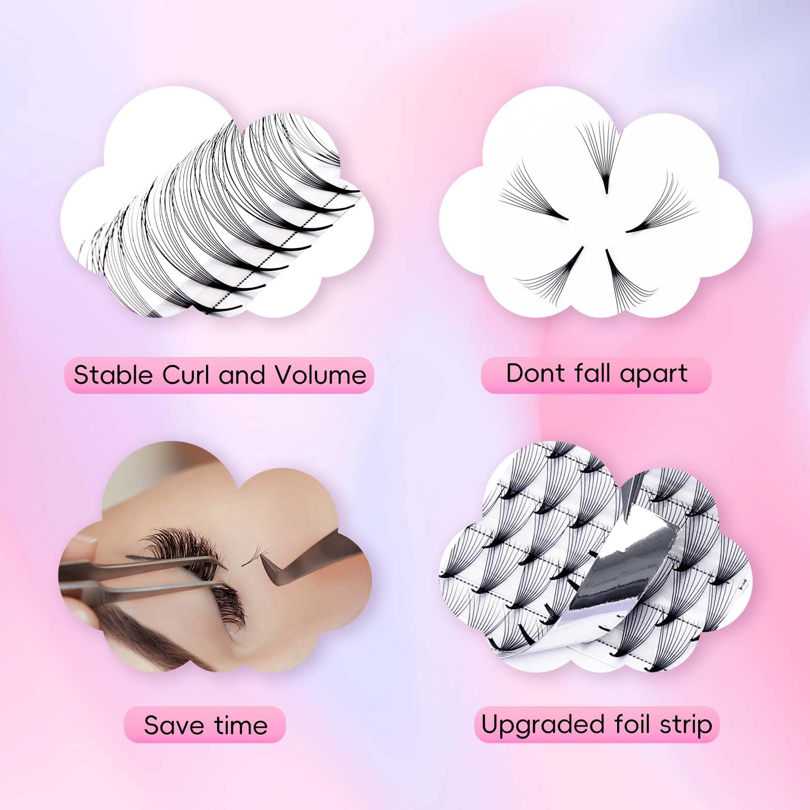 Volumen Ruso 10D 0.07mm C Curl 15mm Prefabricados Extensiones de Pestañas Volume Lashes Extension Ruso Pestañas — view 129