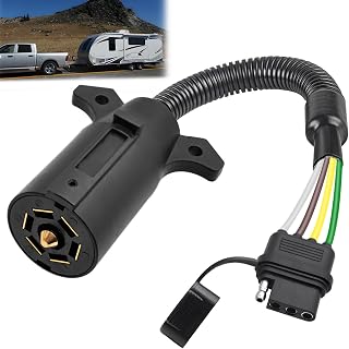 7 Pin to 4 Pin Trailer Light Adapter 7 Way Blade to 4 Way Flat Trailer Plug Adapter,Single-Function 7 Way to 4 Way Trailer for RV Truck
