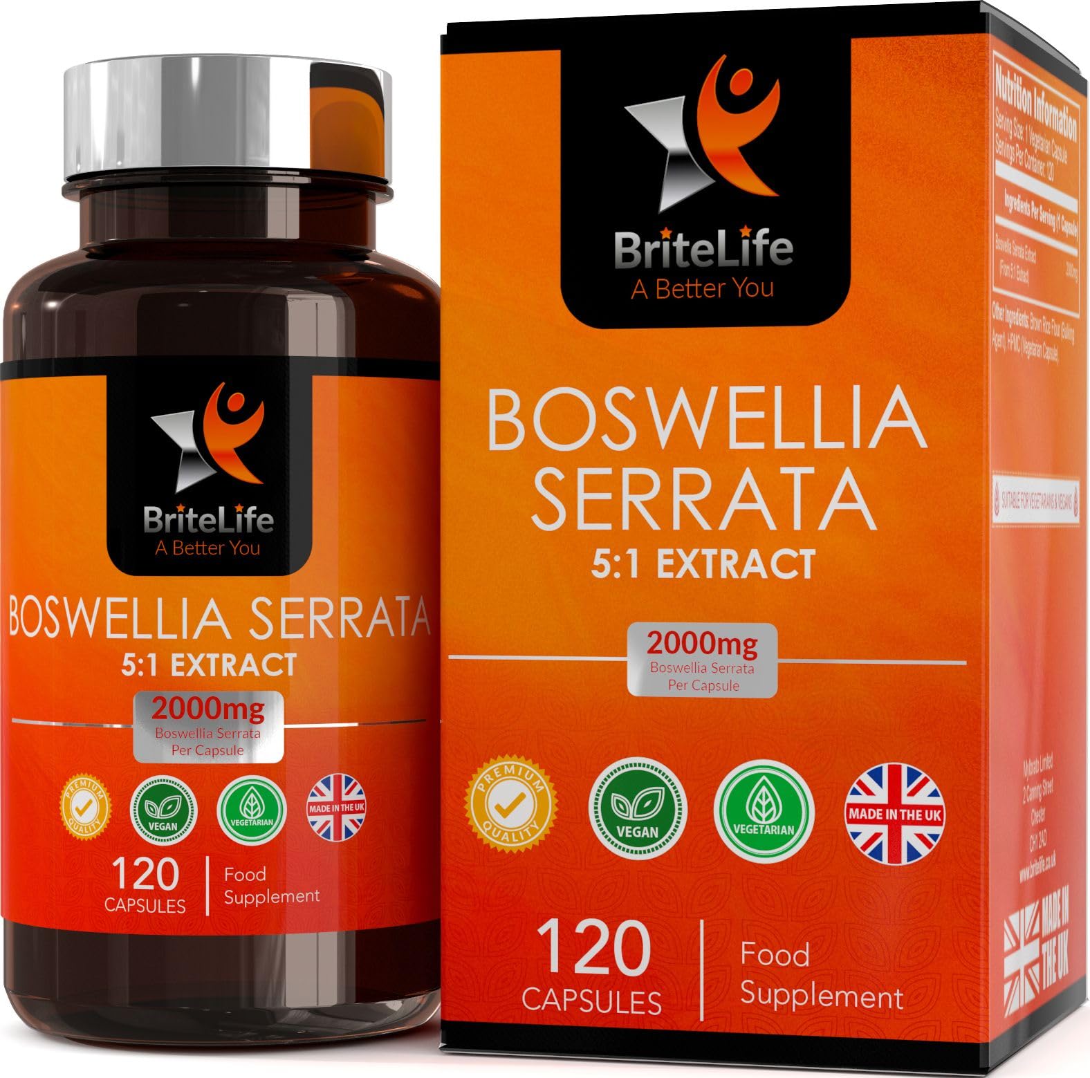 BL Boswellia Serrata s | 120 High Strength Boswellia Extract 5:1 s - 2000mg Boswellia Per Serving | Non-GMO, Gluten & en Free | Manufactured in The UK