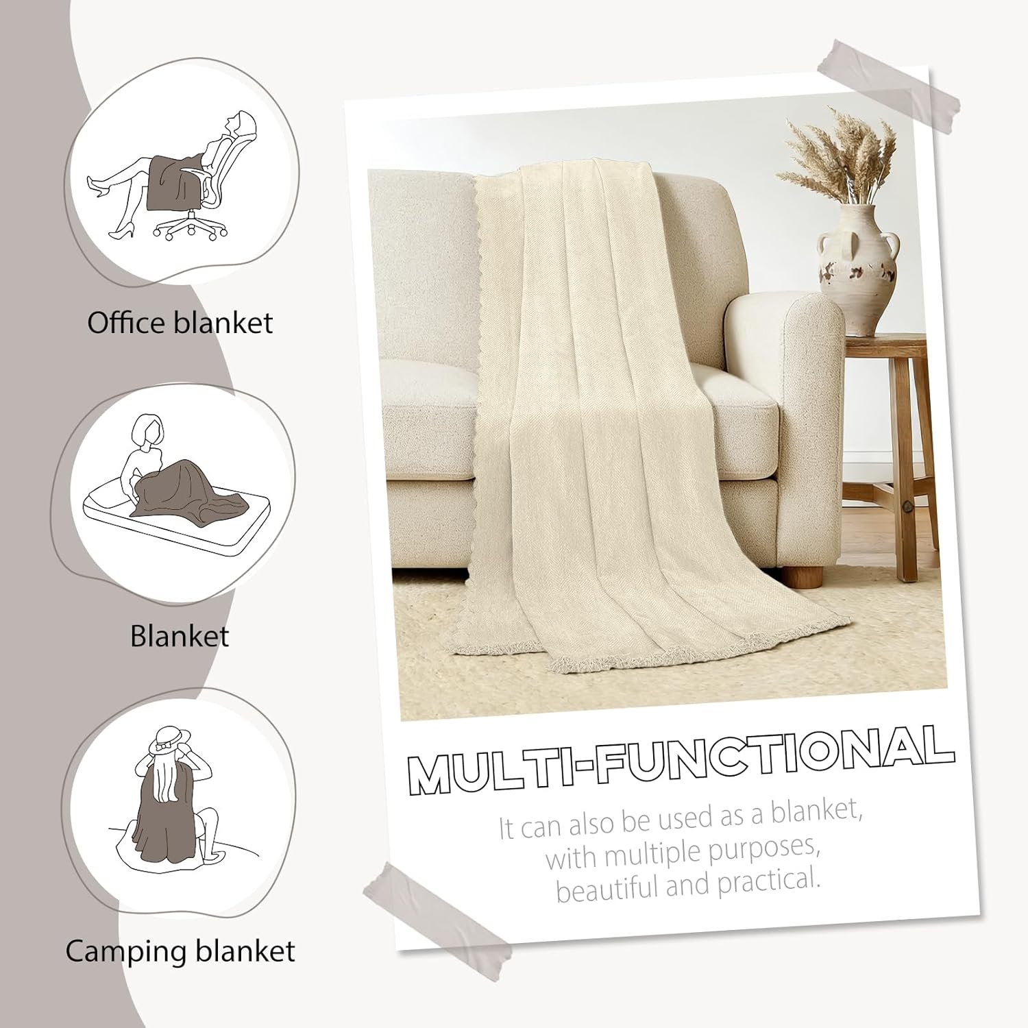 ALIECOM Sectional Couch Covers L Shape Sectional Sofa Cover for Dogs 2 Piece Thick Chenille L Shaped Couch Cover Blanket Chaise Sofa Slipcovers Pet Furniture Protector Washable (X-Large, Light Beige)