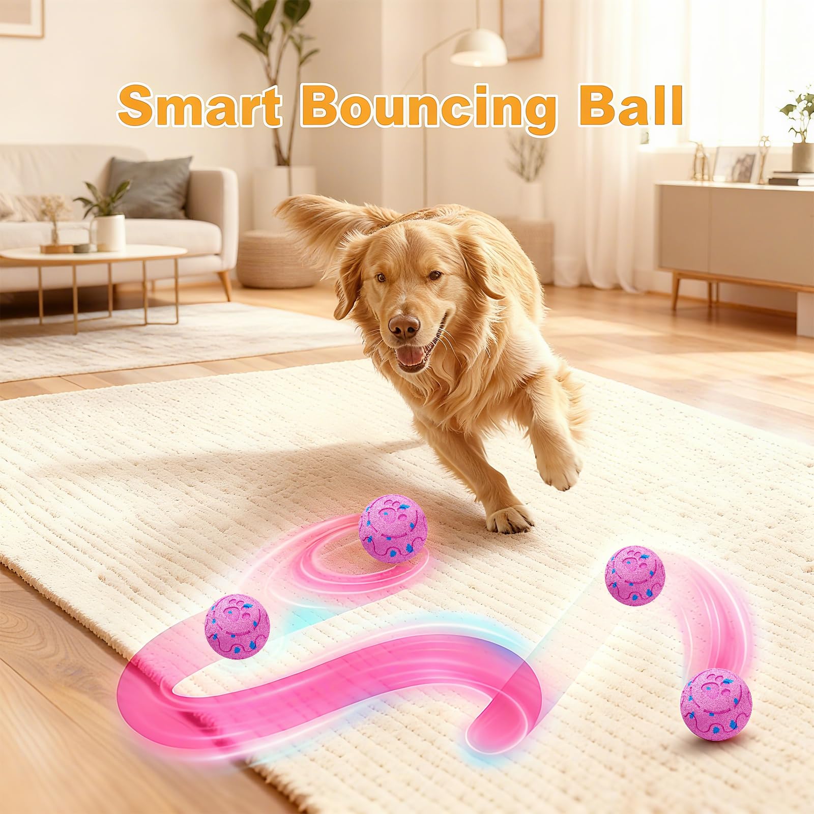 Active Rolling Wicked Ball - Juguete para perros que se mueve automáticamente y salta, evita obstáculos inteligentes, material E-TPU, IP54 impermeable, bola interactiva para perros medianos