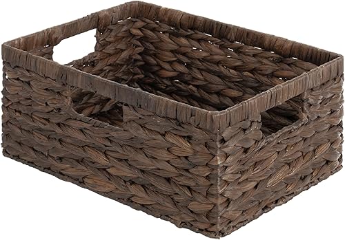 Storageworks Cestas de almacenamiento para estantes, Cestas de estante de mimbre para organizar, Cesta grande con asas, Cesta de almacenamiento para