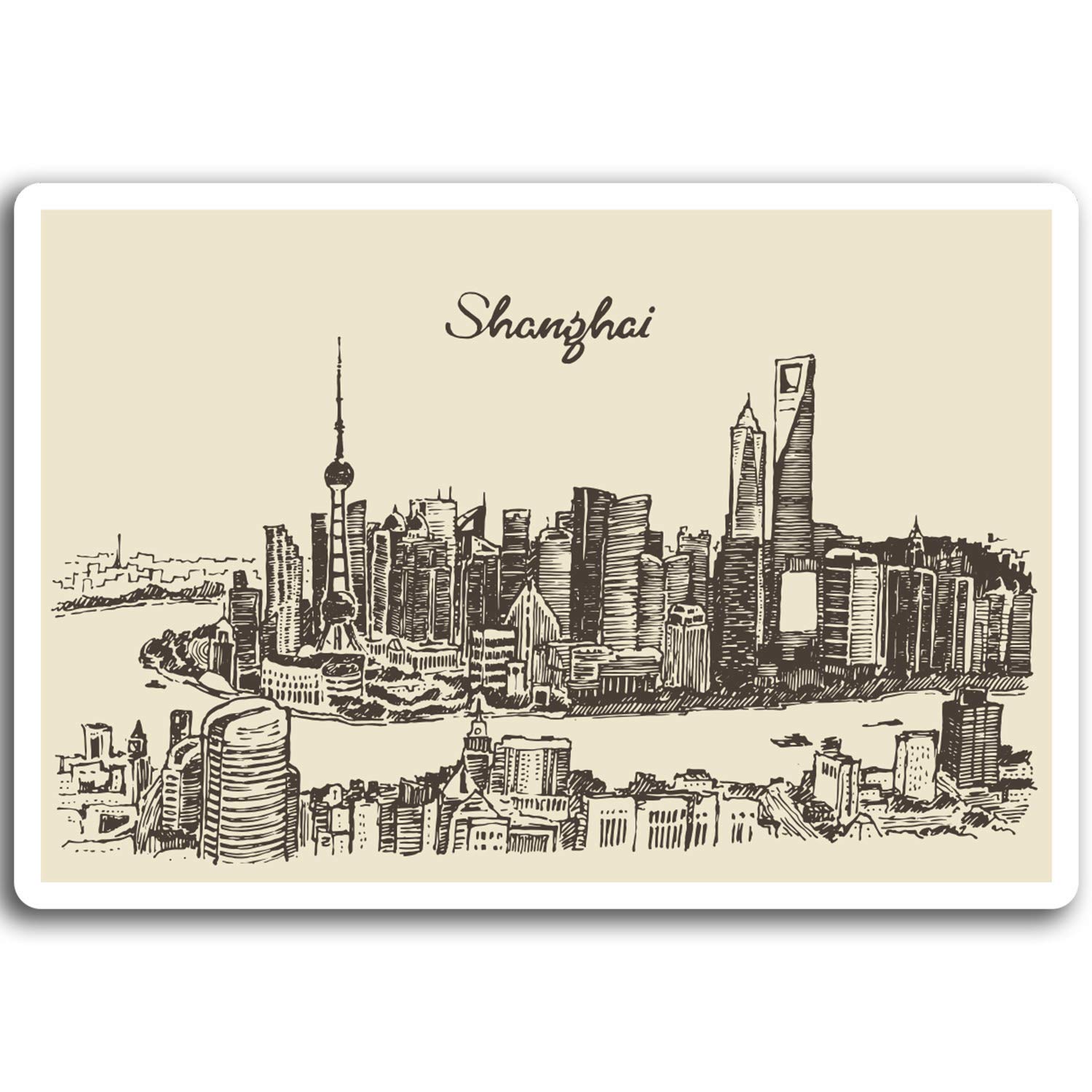 2 x 10cm Shanghai China Vinyl Stickers - Travel Sticker Laptop Luggage #17026 (10cm Wide)