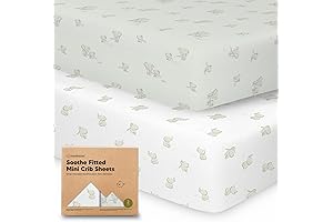 2-Pack Premium Mini Crib Sheets Pack and Play Mattress, Fitted Pack N...