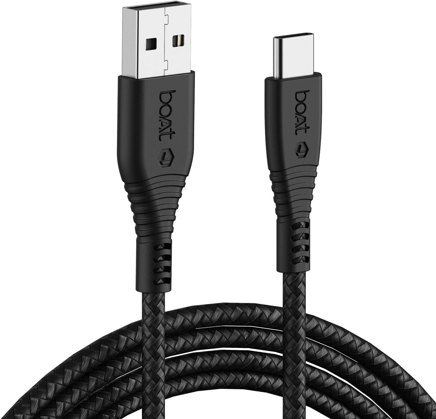 boAt Type C A325/A320 Tangle-Free, Sturdy Type C Cable, Usb Cablewith 3A Rapid Charging & 480 Mbps Data Transmission Speed, Compatible With Smartphones & Tablets 1.5Meter (Black)