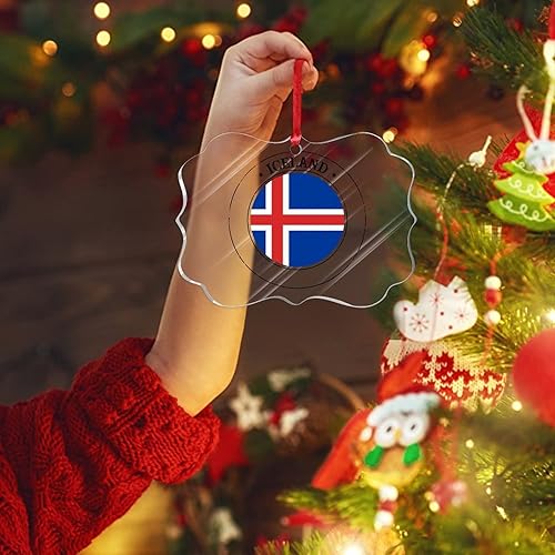 Vista 18 de Bandera nacional de Kuwait, decoración de árbol de Navidad de acrílico, adorno de recuerdo de la ciudad, adorno colgante para árbol de Navidad