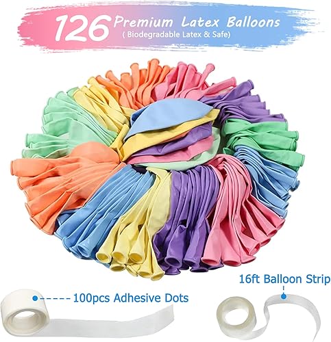 Miniatura 2 de JOGAMS - Kit de guirnalda de globos pastel, paquete de 126 arcos de globos arcoíris, 51218 pulgadas, juego de globos de colores surtidos para fiesta