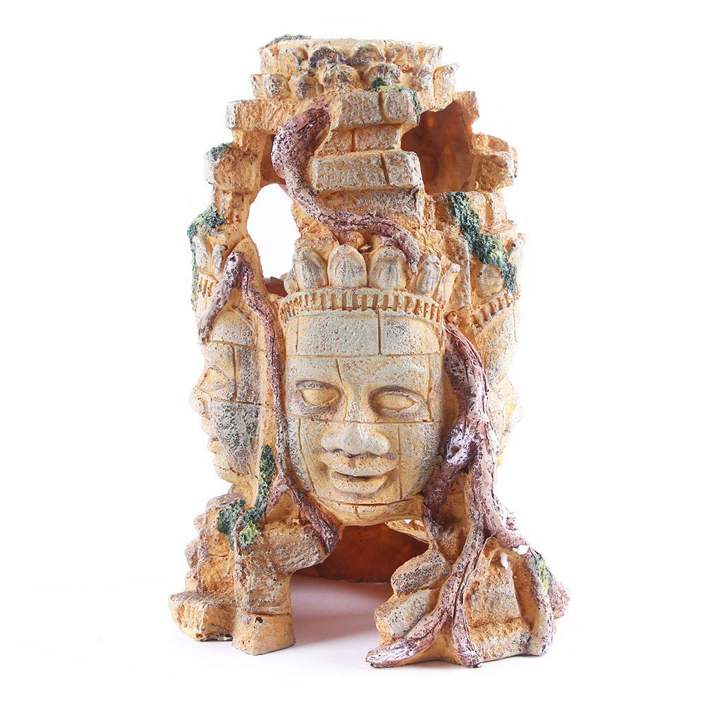 NANANA Decorazione per Acquario Arrampicata Paesaggio, Ornamenti per Rettili di Buddha a Quattro Facce, Decorazione Dell'acquario del Serbatoio di Pesce Dell'acquario Ornamenti[21X23x15cm]