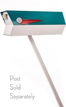 modbox USA Mid-Century Modern Curbside Mailbox | Two Tone (Turqoise/White)