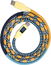 MOGOOD USB C Cable with LED Display, 1M Handmade Coloured Nylon Type C Cable, 100W Type C Fast Charging Cable for iPhone 16/15 Pro Plus Max, MacBook Air, iPad, Samsung Galaxy S25