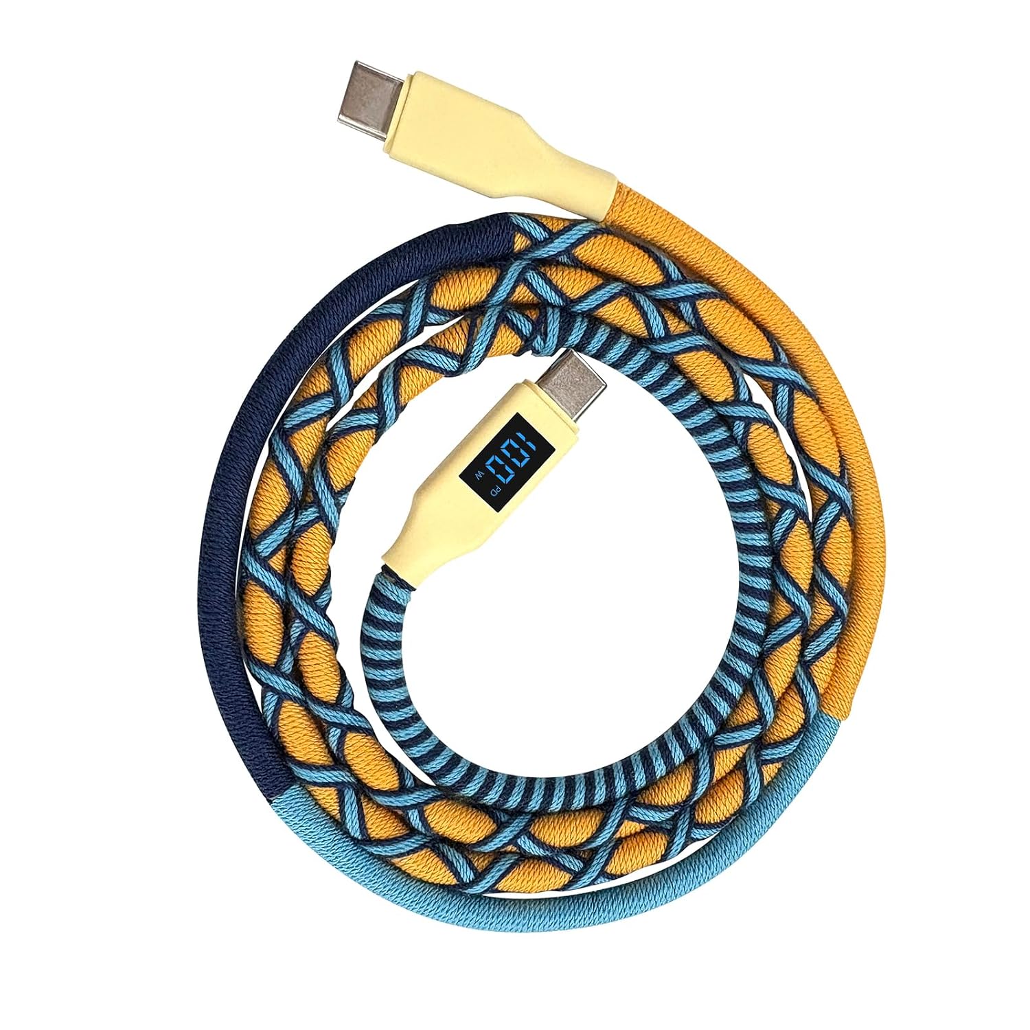MOGOOD USB C to USB C Cable 100W Handmade Colorful USB C Cable LED 3.3FT