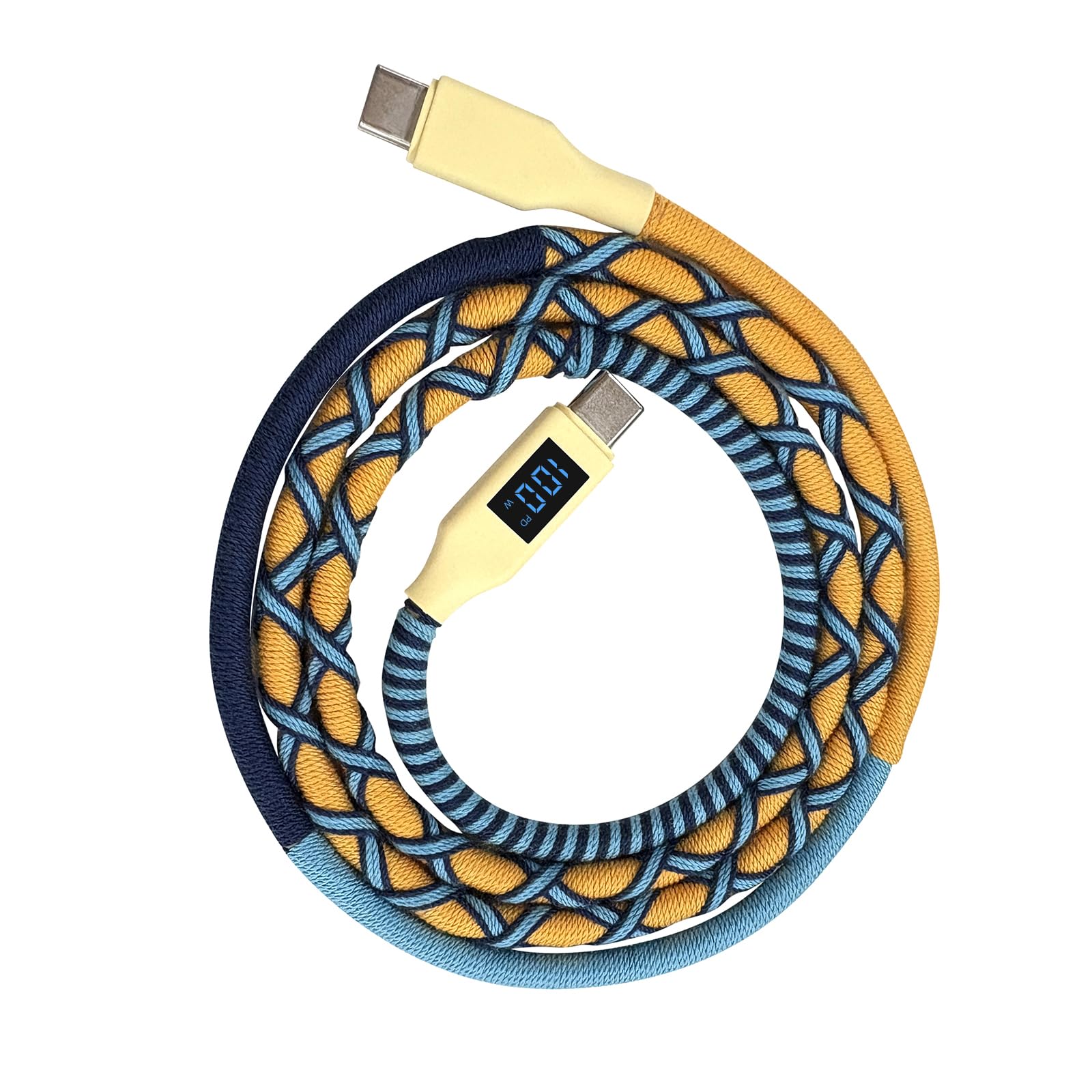 MOGOOD USB C Kabel mit LED-Display, 1M handgefertigtes farbiges Nylon Typ C Kabel, 100W Typ C Schnellladekabel für iPhone 16/15 Pro Plus Max, MacBook Air, iPad, Samsung Galaxy S25.