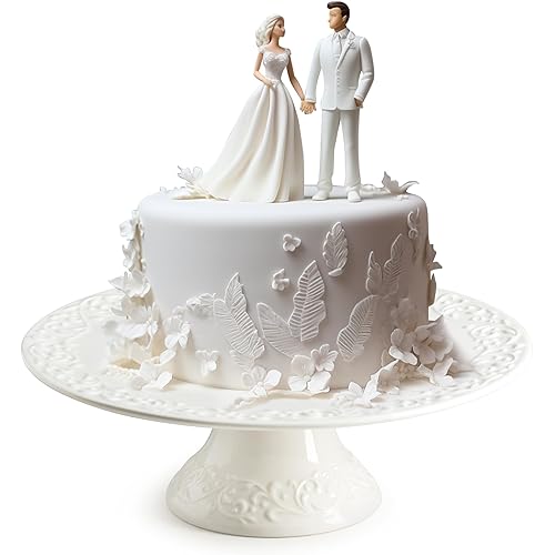 Wedding Cake Stand, White Cake Stand for Smaller Than 10 Inch Cakes, Christmas Porcelain Cake Plate for Party, Baby Shower, Birthday, Home Decorating Stand
