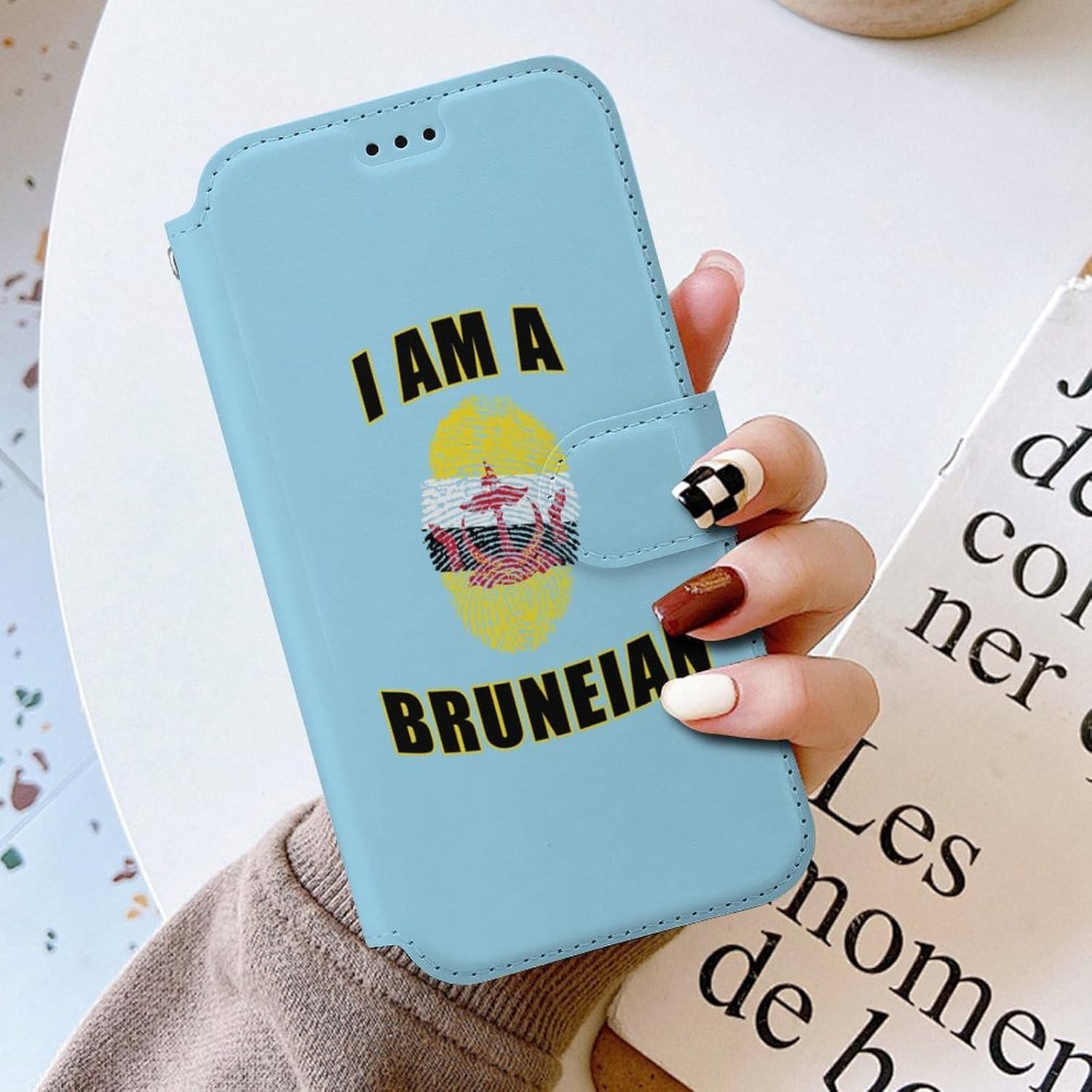 Brunei I Am A Bruneian Compatible with iPhone 16/16 Plus/16 Pro/16 Pro Max/16 E Case Phone Wallet Card Holder Flip Cover with Wrist Strap