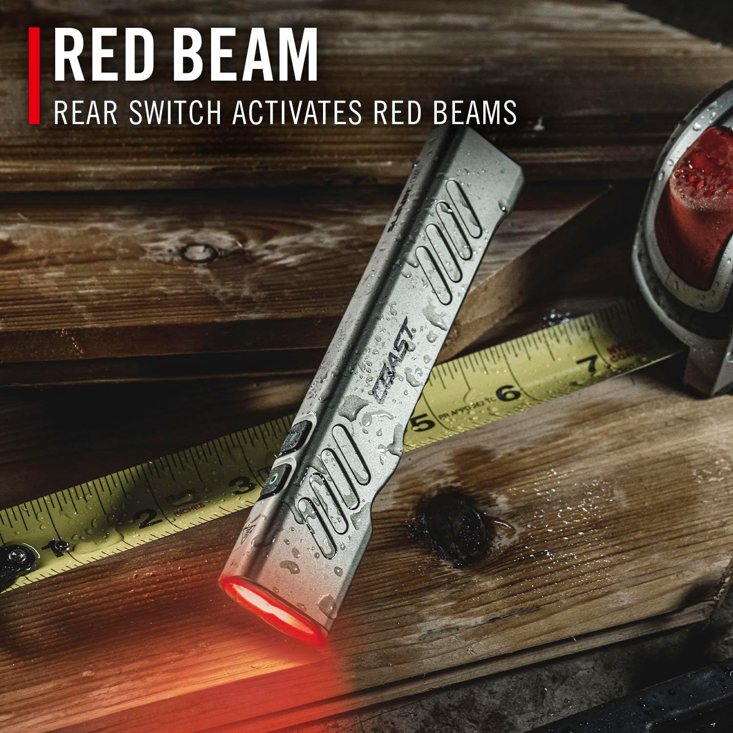 Coast Slayer RED 1000 Lumen USB-C Rechargeable LED Flashlight with Red Mode, Spot/Flood, Memory Mode and Pocket Clip