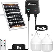 Aigostar - 70W 6500K Outdoor Solar Bulb with Remote Control Energy Storage Box 11M Cable Solar Lamp IP65 Waterproof for Indoor, Garage, Garden, Camping, Fishing