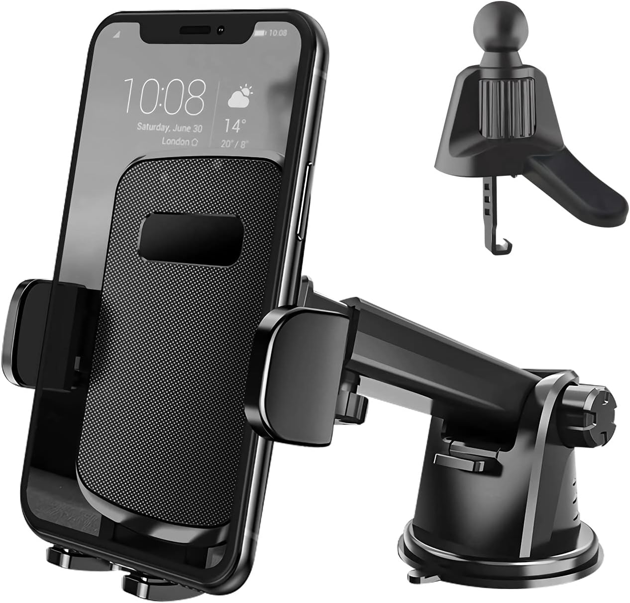 Corefyco Direct Car Phone Mount, Dashboard / Air Vent / Windshield Universal Car Phone Holder, Compatible with iPhone, Samsung, Moto, Huawei, Nokia, LG All Mobile Phones