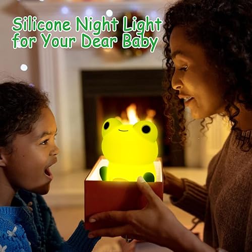 Miniatura 3 de Luz nocturna para niños, linda lámpara de noche de rana para dormitorio, luz nocturna para niñas, niños y adolescentes, luz nocturna de silicona
