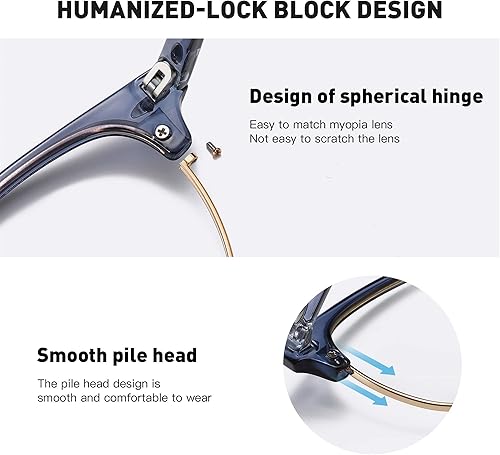 Miniatura 6 de Anteojos con bloqueo de luz azul con marco vintage a media montura, lentes UV transparentes, antifatiga ocular, para computadora, juegos, para