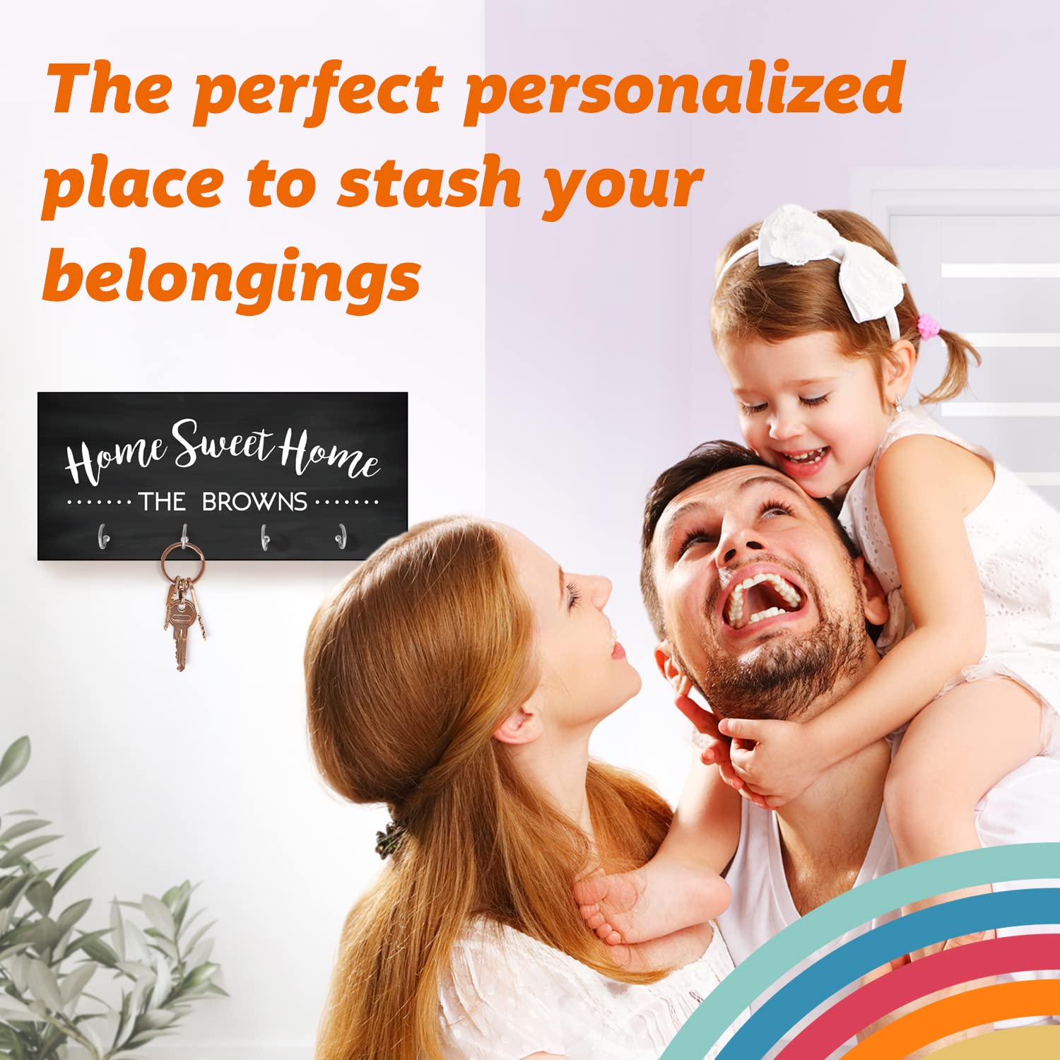 Pattern Pop Personalized Chalkboard Look Home Sweet Home Key Hanger