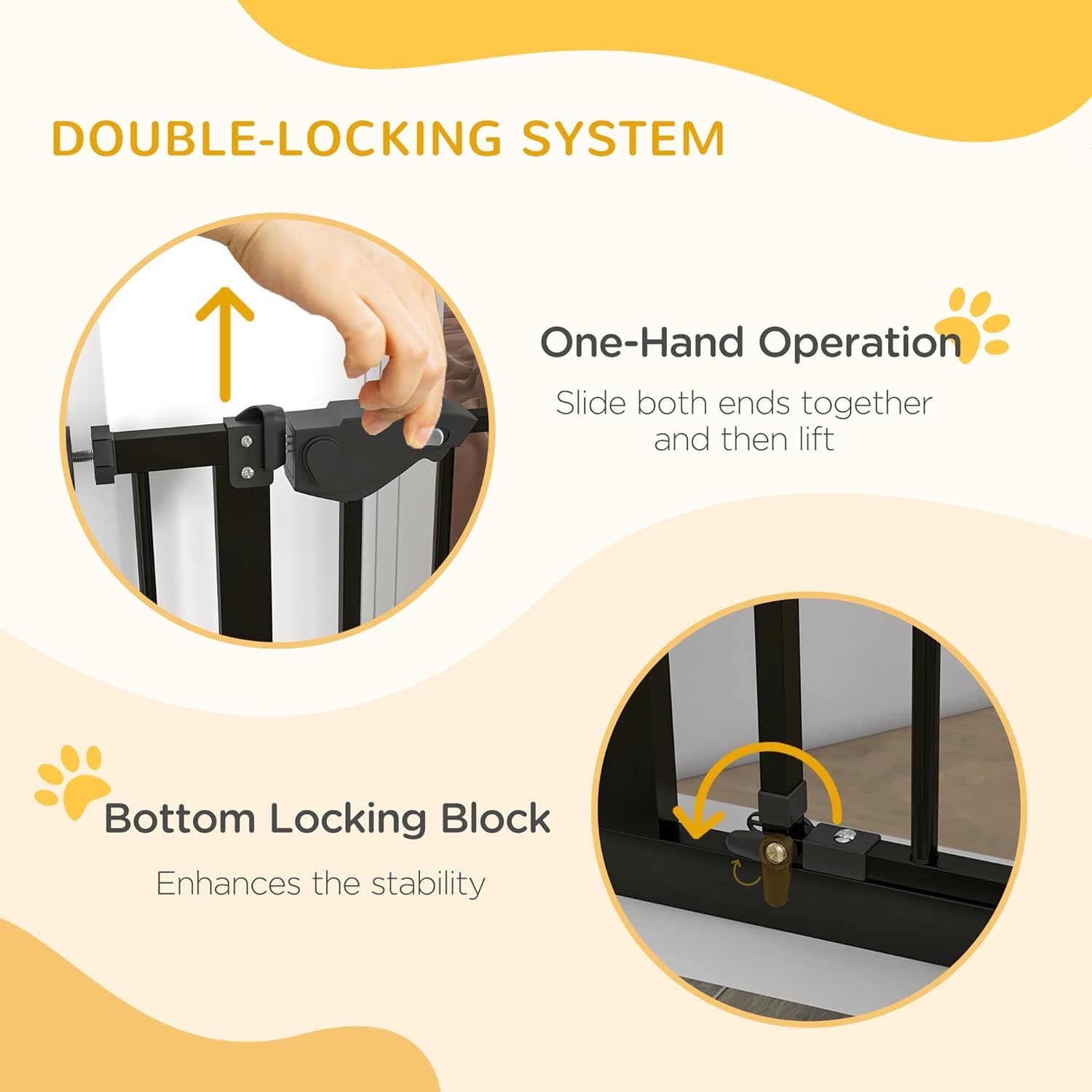 PawHut 36" Pet Gate with Walk Through Door, Easy Open Indoor Dog Gates for Doorways, House, Stair - Black