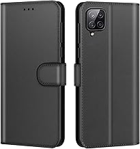 New&Teck Case for Samsung Galaxy A12, Multifunctional Leather Wallet Case with Magnetic Clasp and Anti-Shock Clasp (Black)