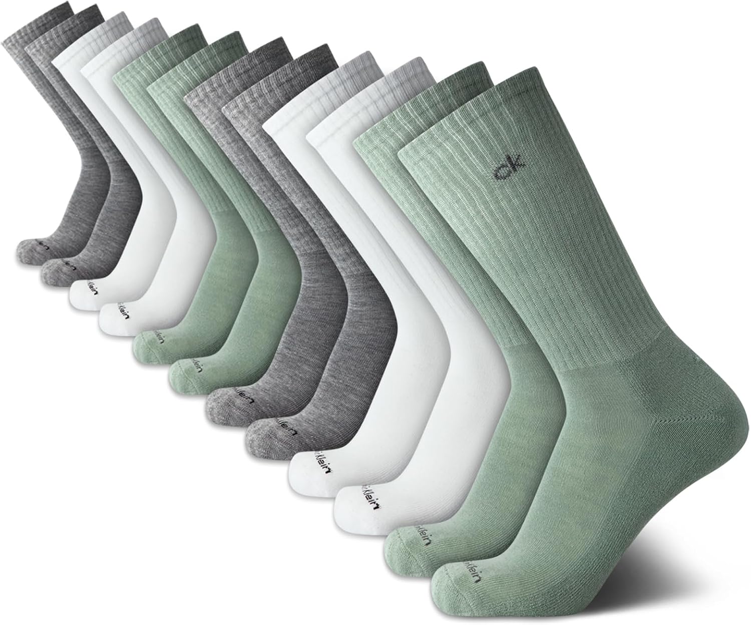 Calvin Klein Mens Crew Socks - 12 Pack Cushioned Breathable Athletic Performance Crew Socks for Men for Sports & Running
