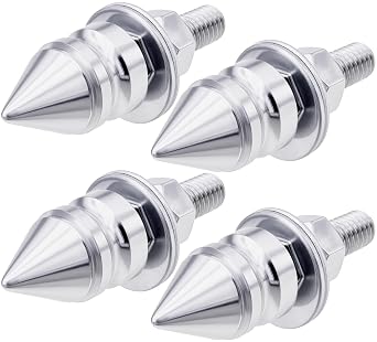 4Pcs Spike License Plate Screws Kit Decorative Anti-Theft Bolts, Stainless Steel & Aluminum Alloy, Silver Car Motorcycle Truck Frame Fasteners, Universal Fit