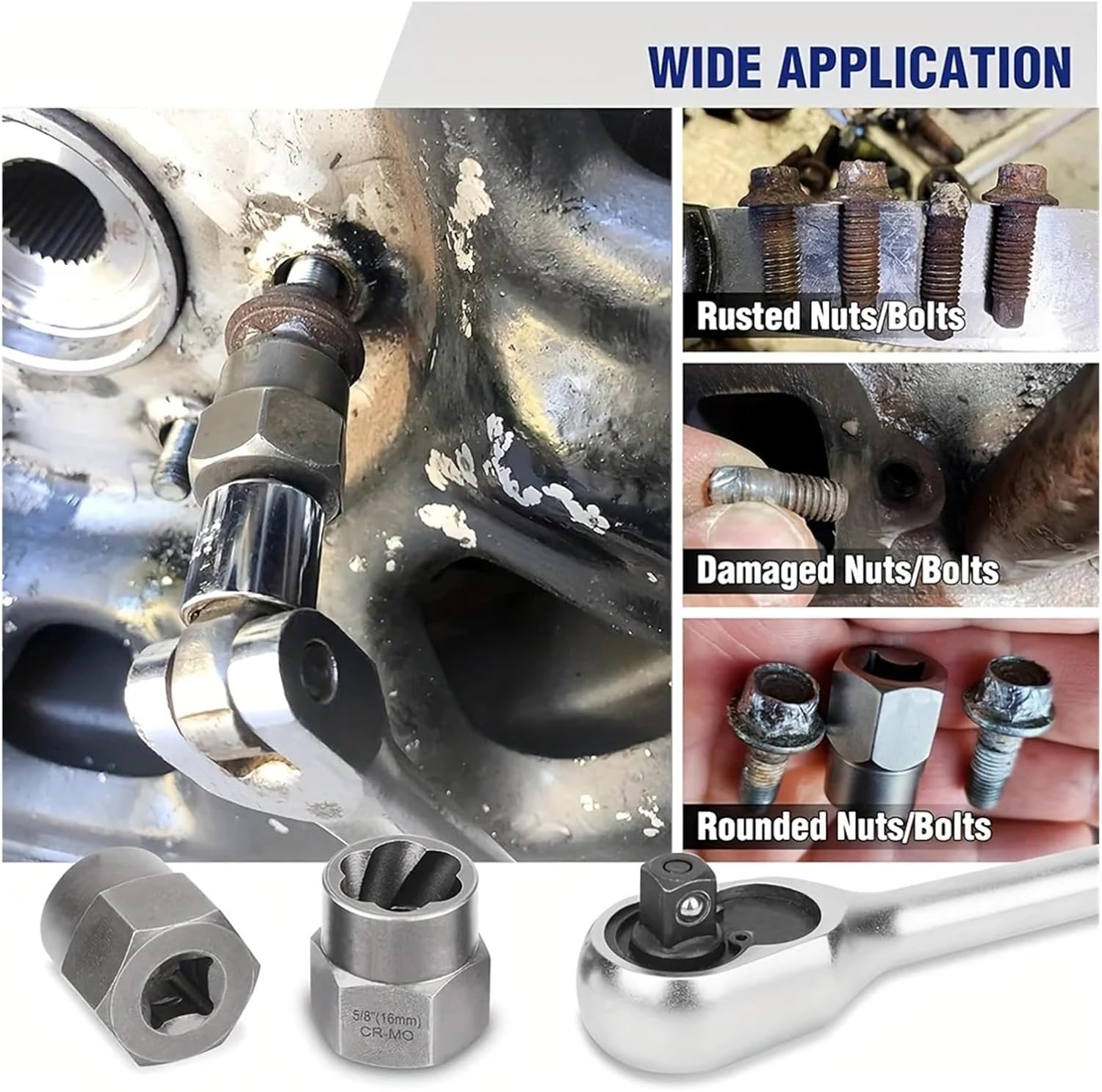 13Pcs Impact Damaged Bolt Nut Remover Extractor Socket Tool Set Nut Removal Wrench Car and Motorcycle Repair Tools