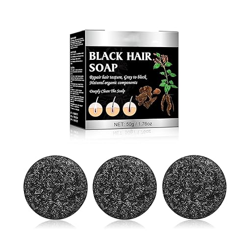 Barra inversa de cabello gris, jabón negro para cabello gris, jabón para oscurecer el cabello, ingredientes profundamente nutritivos para cabello