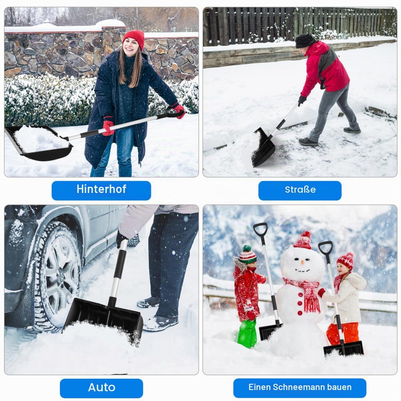 Schwere Hochleistungs-Schneeschaufel mit Großvolumen | Robuste Alu-Konstruktion, ergonomischer Teleskopgriff Für Hof, Garten, Auffahrt & gewerbliche Einsätze