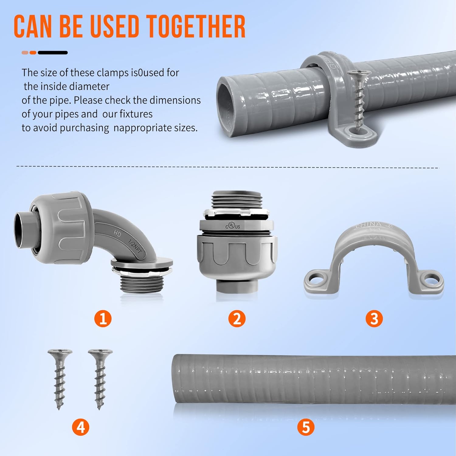 100 pcs 3/4'' 2 Holes Plastic Conduit Strap, PVC Pipe Straps U-Bracket Pipe Clamp Conduit Clamp For Conduit and Cables Tool Supplies， UL Listed