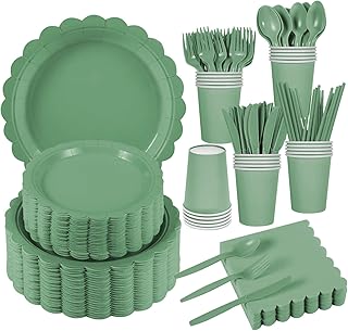 URbazaar 200 Pcs Paper Plates and Napkins