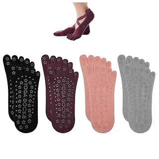 flintronic Yoga Socken, Antirutsch Socken, Rutschfeste Socken Sport für Yoga, Barre, Pilates, Tanz, Barfuß, Trampolin, Zuhause, Krankenhaus für Damen und Herren