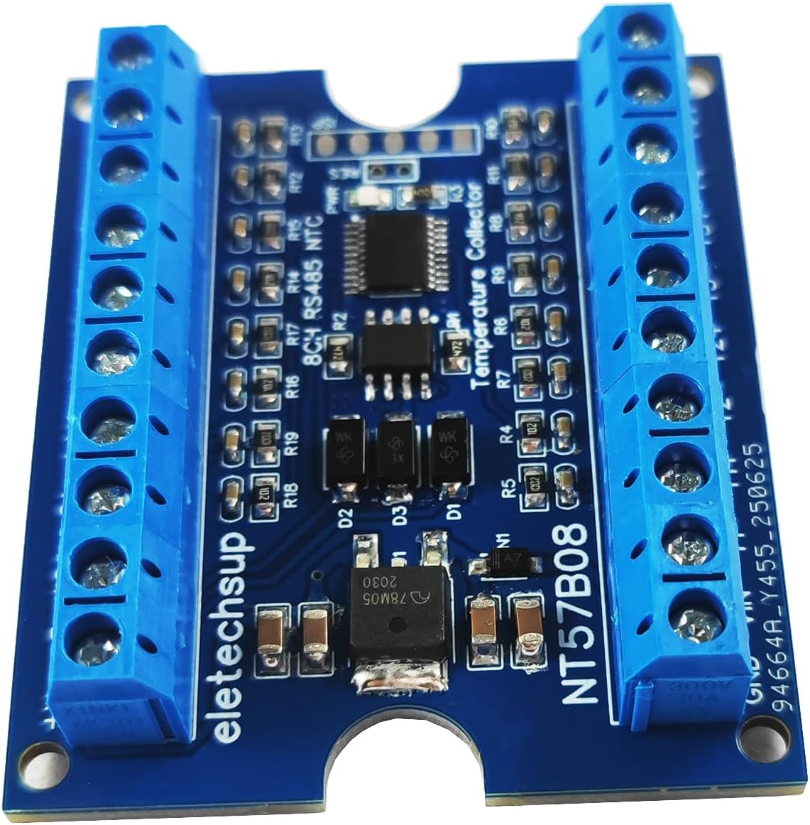 8CH Temperature Resistance Acquisition Board Modbus RTU RS485 NTC Thermocouple Sensors for Paperless Recorder Controller (Only Board)