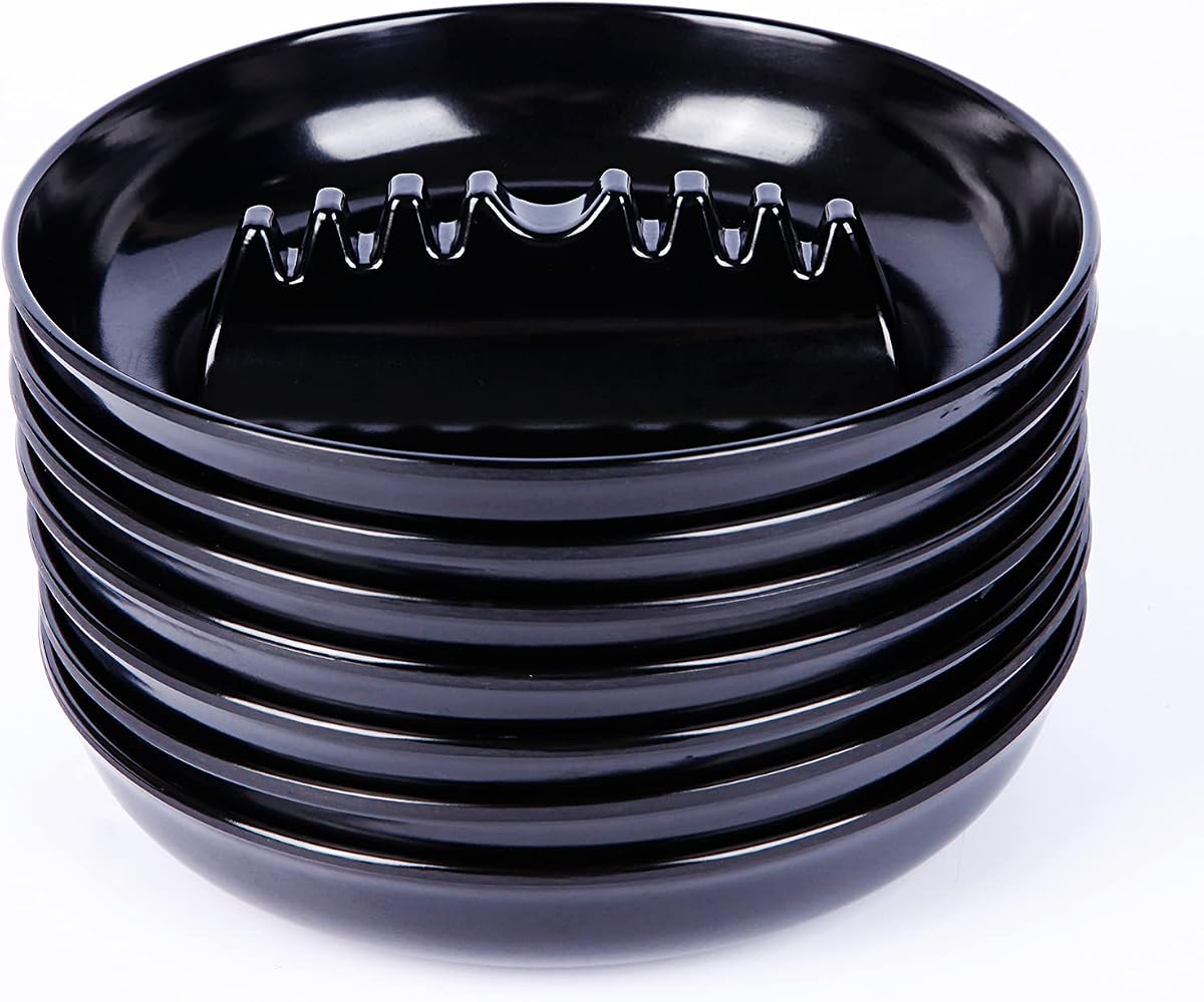 7Pcs Ashtray Sets, Ash Tray for Cigarettes and Cigar, Round Black Large Size Plastic Ashtrays, for Indoor Outdoor Home Office Patio Restaurant Bar Hotel Use (Set of 7)