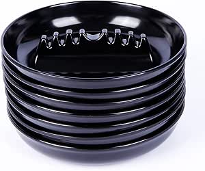 7-Piece Black Plastic Ashtray Set for Indoor and Outdoor Use