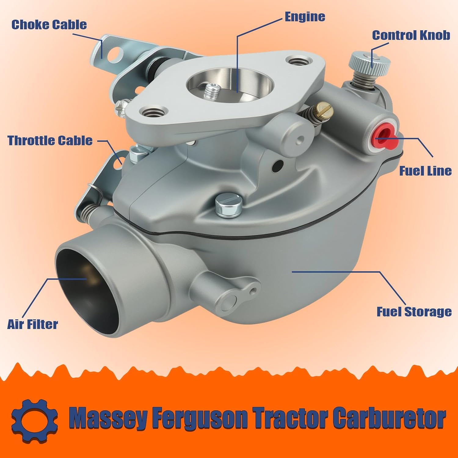 533969M91 Carburetor for Massey Ferguson TE20 TO20 TO30 TO35 35 40 50 F40 50 135 450 202 204 Compatible with Marvel Schebler TSX605 TSX683 TSX882 Replace for 181532M91 183576M91 194065M91