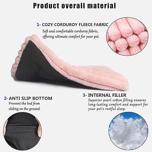 Miniatura 5 de Extra Small Dog Crate Pad 18 x 12 Dog Beds for Tiny Dogs Deluxe Corduroy Fleece Fluffy Comfy Kennel Pad Washable Cute Flat Cat Bed Mat Pink Pet
