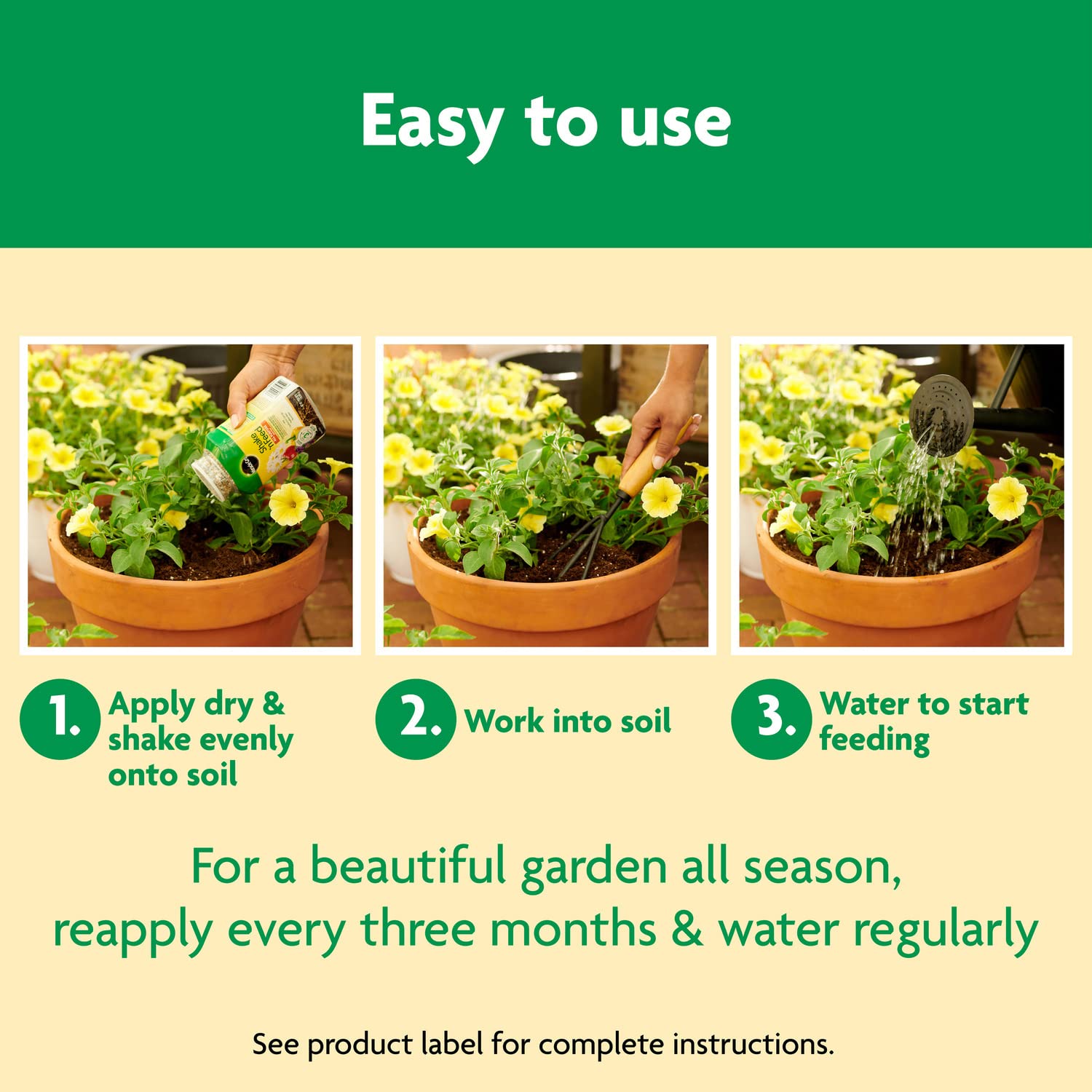 Miracle-Gro Shake 'N Feed All Purpose Plant Food - Outdoor and Indoor Plant Food for In-Ground and Containers, Feeds for up to 3 Months, 1 lb.