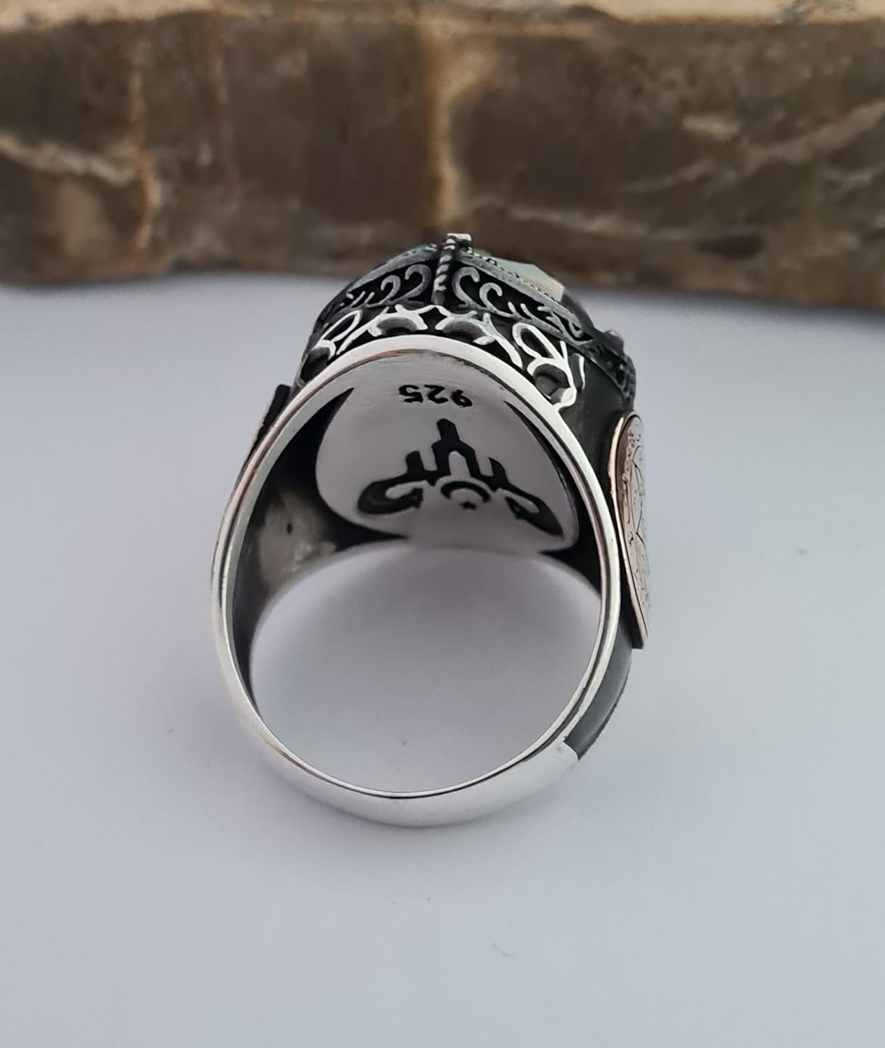 Solomon Symbol Ring-Handcrafted Mystic Topaz Stone Silver Ring with Seal of Solomon, 925 Sterling Silver Gift for Men - Symbolic Ring