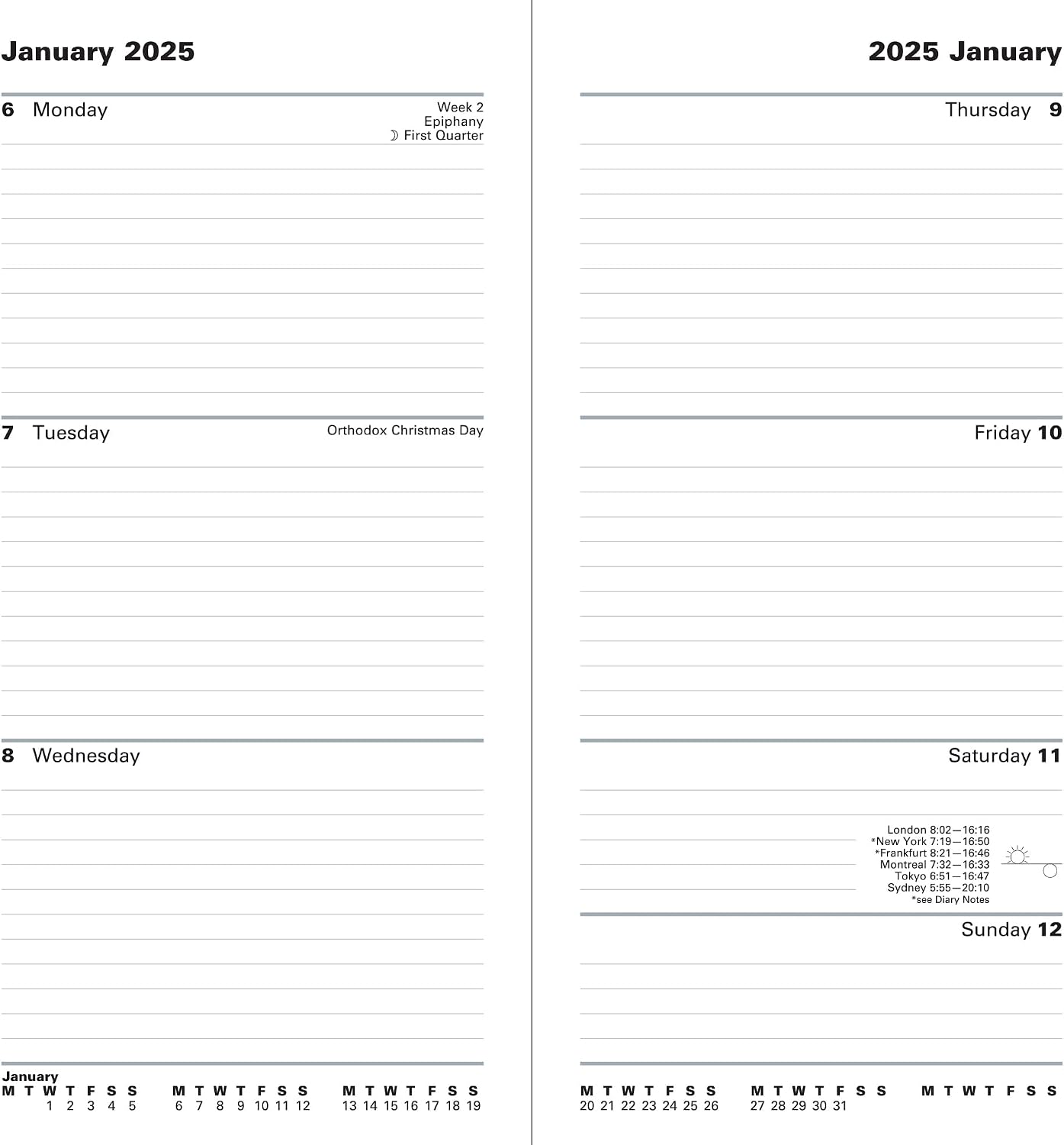 Letts of London Principal Slim week to view 2025 diary - red