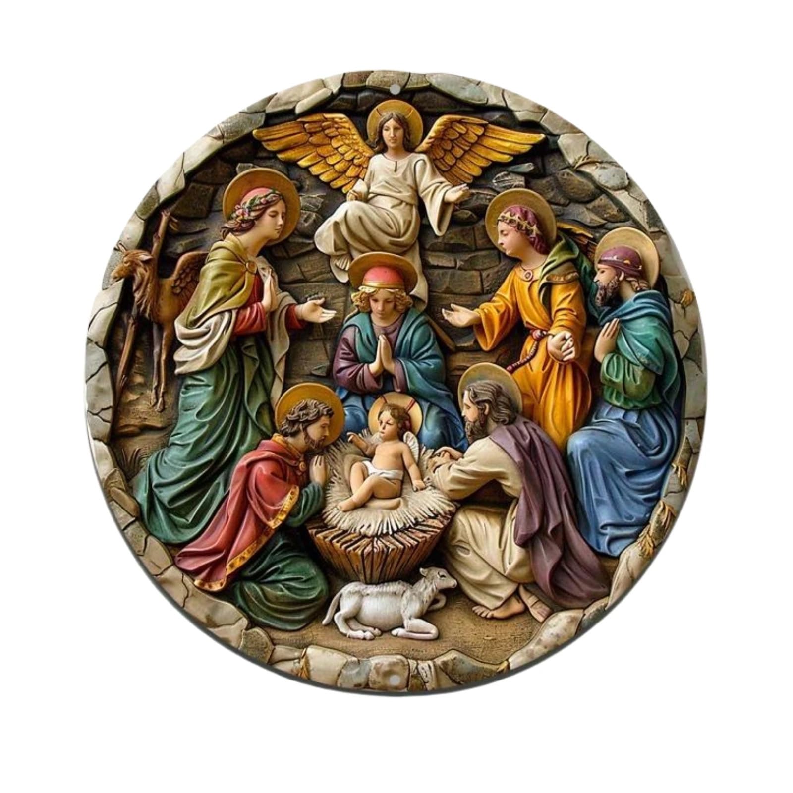 Artistic Angelic Reading Book Theme Round Sign Wall Hanging Ornament Wooden Front Door Plaques Farmhouse Decoration Gift Round Wall Hanging Plaques