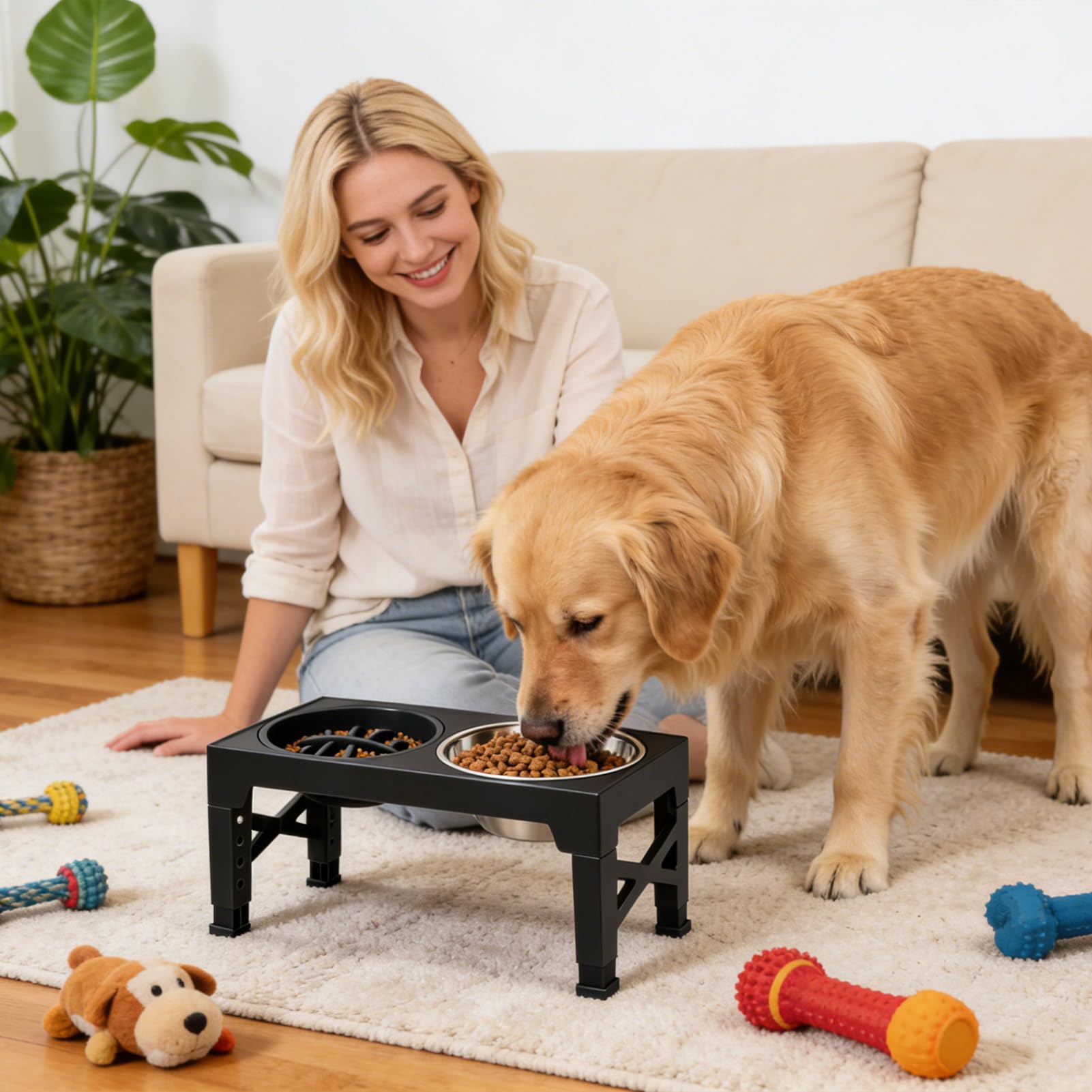 Erhöhte Futternäpfe für Hunde, in 5 Höhen verstellbar, für Geschirr